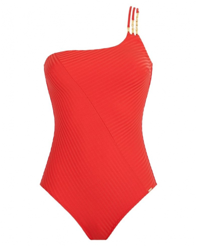 Asymmetric one-piece swimming costume Aubade Sun Pop (Coral)