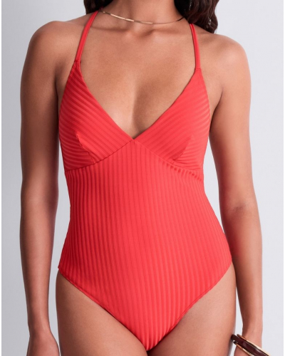Soft one-piece swimming suit Aubade Sun Pop (Coral)