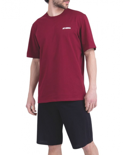 Pyjama court Jersey 100% coton Athena (Prune / Noir)