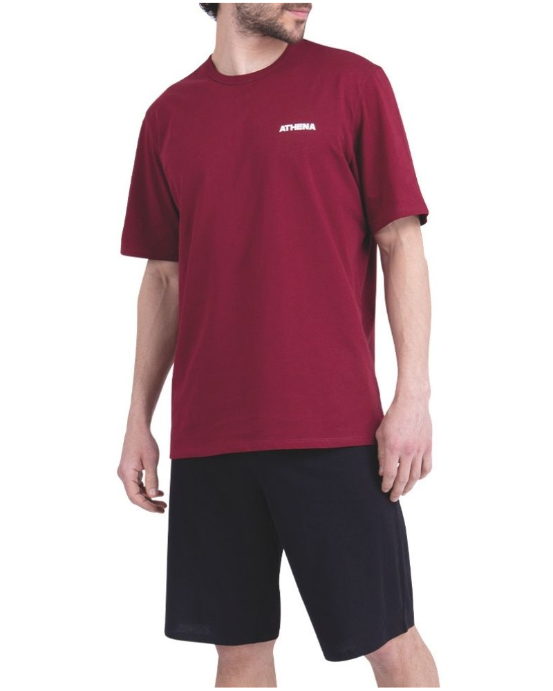 Athena Short Jersey Pajamas 100% Cotton (Plum / Black)