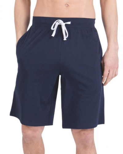 Pijama corto con cuello solapado de punto 100% algodón Athena Chic (Terracota / Azul marino)