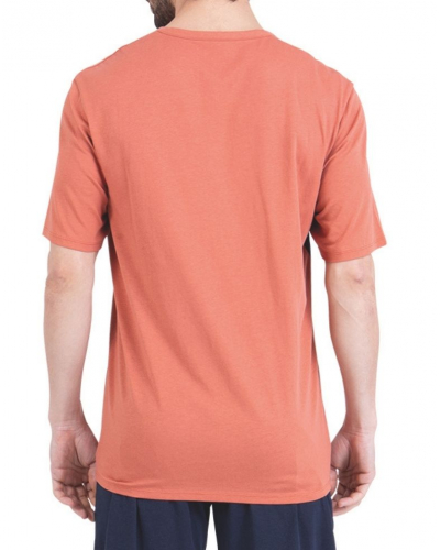 Pyjama court col rabat Jersey 100% coton Athena Chic (Terracotta / Marine)