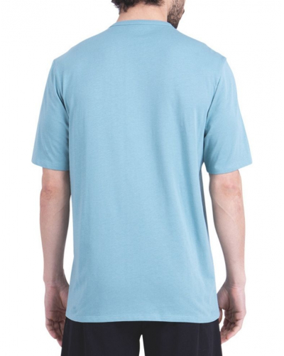 Pyjama court col O Jersey 100% coton Athena (Bleu minéral / Noir)