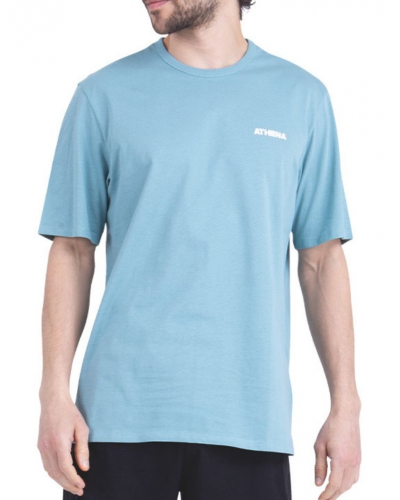 Athena Short Pajama with Crew Neck Jersey 100% Cotton (Mineral Blue / Black)