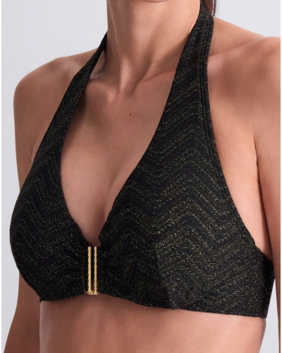 Plunge triangle swim bra Aubade Golden Horizon (Black)