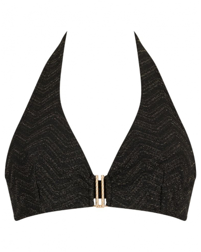 Plunge triangle swim bra Aubade Golden Horizon (Black)
