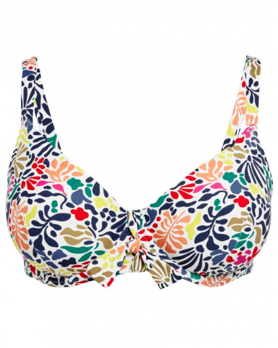 Sujetador de baño con aros entrelazados Simone Pérèle Bohème (Imprimé Tropico Blanc)