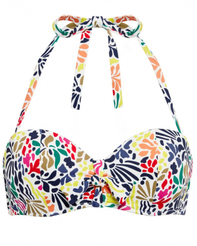 Sujetador de Bikini Bandeau con Relleno Simone Pérèle Bohème (Imprimé Tropico Blanc)