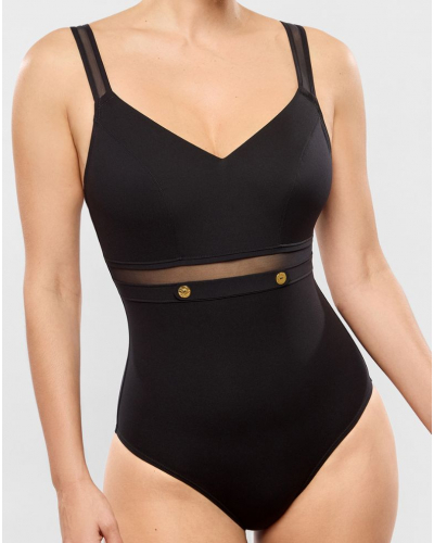 Maillot de bain décolleté V une pièce sans armature Empreinte Palace (Noir)