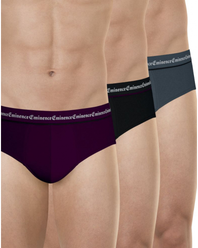Pack of 3 stretch cotton briefs Eminence Business (Plum / Black / Anthracite)