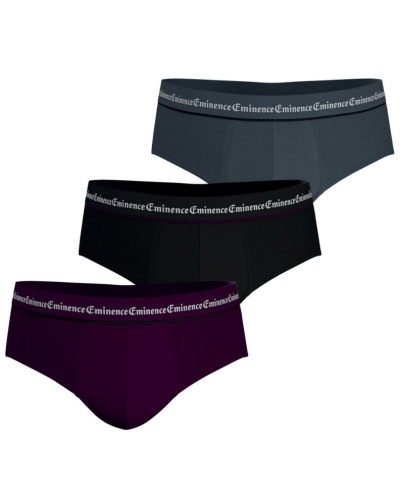 Pack of 3 stretch cotton briefs Eminence Business (Plum / Black / Anthracite)