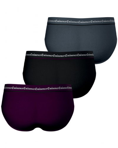 Lot de 3 slips coton stretch Eminence Business (Prune / Noir / Anthracite)