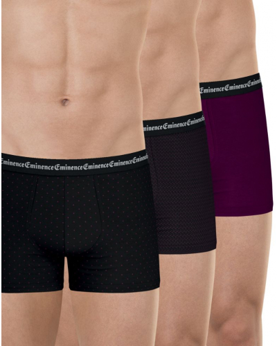 Lot de 3 boxers coton stretch Eminence Business (Losanges / Imprimés Géométrique / Prune)