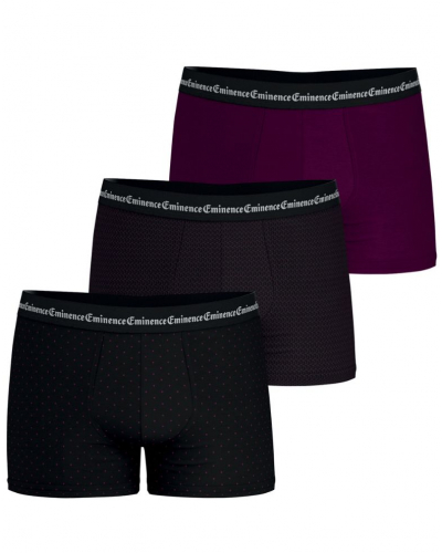 Lot de 3 boxers coton stretch Eminence Business (Losanges / Imprimés Géométrique / Prune)