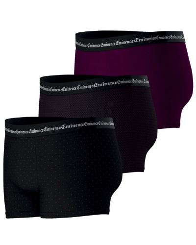Pack of 3 stretch cotton boxers Eminence Business (Diamonds / Geometric Print / Plum)