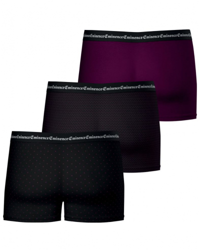 Lot de 3 boxers coton stretch Eminence Business (Losanges / Imprimés Géométrique / Prune)