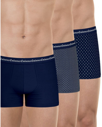 Pack of 3 stretch cotton boxers Eminence Business (Navy / Chevrons / Rectangles)
