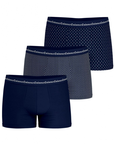 Lot de 3 boxers coton stretch Eminence Business (Marine / Chevrons / Rectangles)