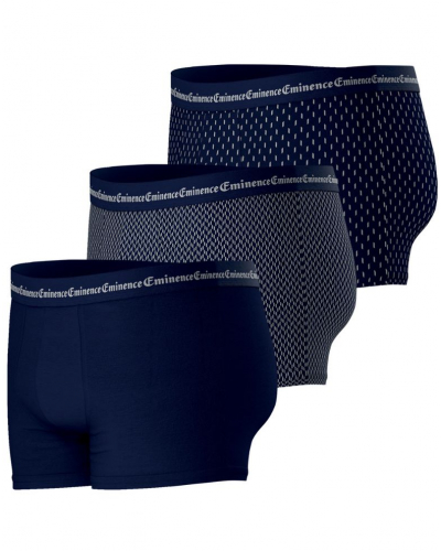 Pack of 3 stretch cotton boxers Eminence Business (Navy / Chevrons / Rectangles)