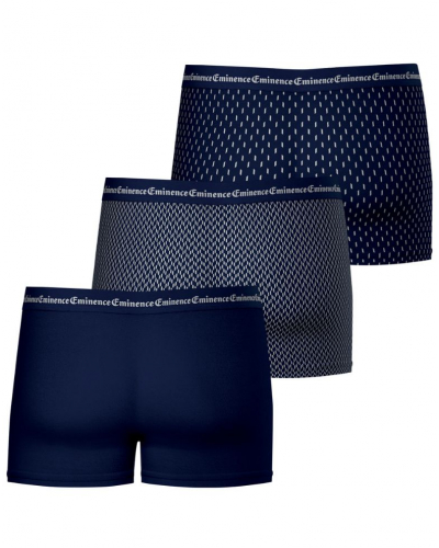 Pack of 3 stretch cotton boxers Eminence Business (Navy / Chevrons / Rectangles)