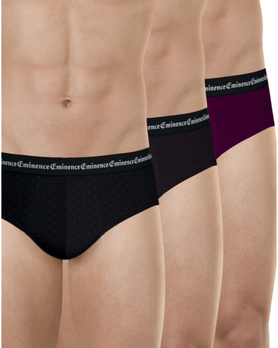 Lot de 3 slips coton stretch Eminence Business (Losanges / Impr Géométrique / Prune)