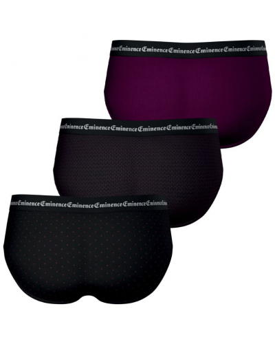Pack of 3 stretch cotton briefs Eminence Business (Diamonds / Geometric Print / Plum)
