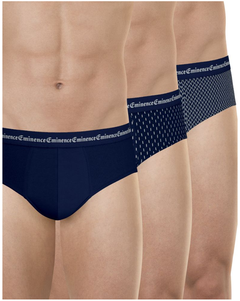 Pack of 3 stretch cotton briefs Eminence Business (Navy / Chevrons / Rectangles)