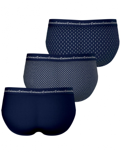 Lot de 3 slips coton stretch Eminence Business (Marine / Chevrons / Rectangles)