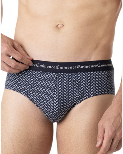 Lot de 3 slips coton stretch Eminence Business (Marine / Chevrons / Rectangles)