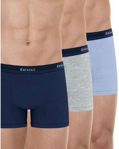 Lot de 3 boxers coton bio Eminence Tailor (Marine / Gris chiné / bleu lavande)