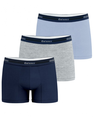 Lot de 3 boxers coton bio Eminence Tailor (Marine / Gris chiné / bleu lavande)