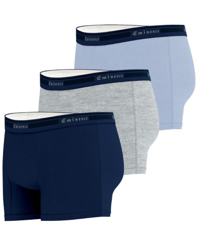 Paquete de 3 bóxers de algodón orgánico Eminence Tailor (Azul marino / Gris jaspeado / Azul lavanda)