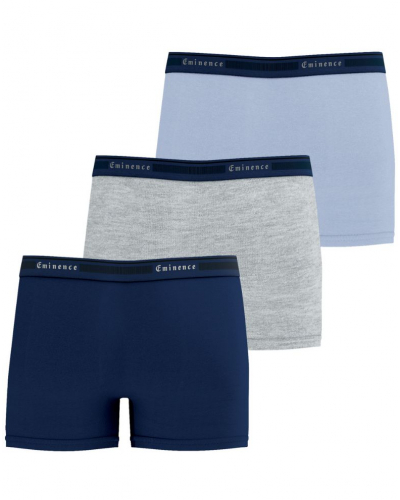 Lot de 3 boxers coton bio Eminence Tailor (Marine / Gris chiné / bleu lavande)