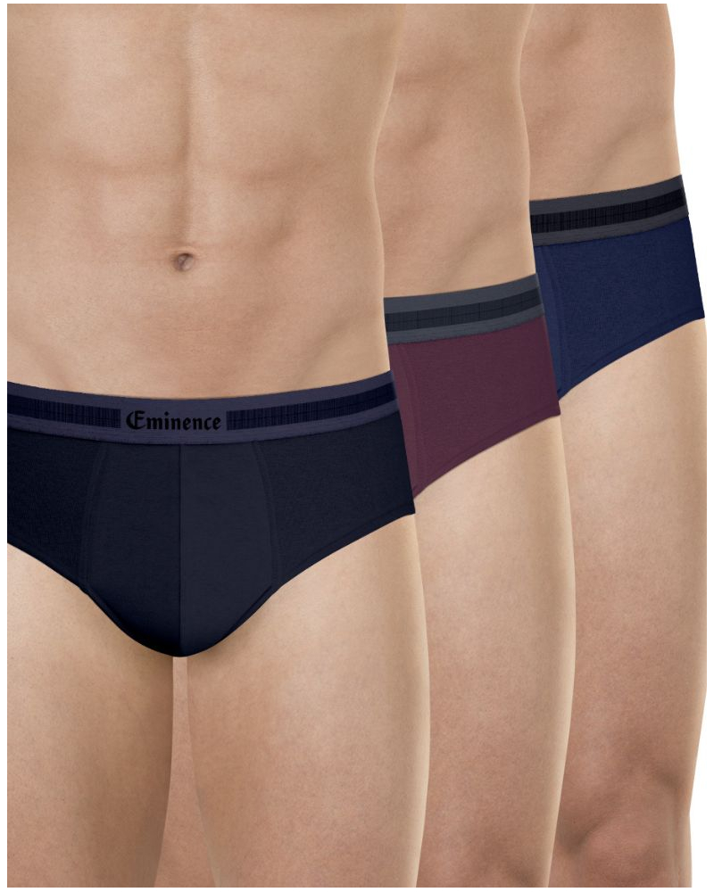 Lot de 3 slips coton stretch Eminence Exception (Noir / Bordeaux / Marine)