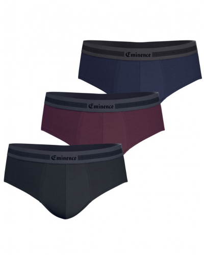 Pack of 3 stretch cotton briefs Eminence Exception (Black / Burgundy / Navy)