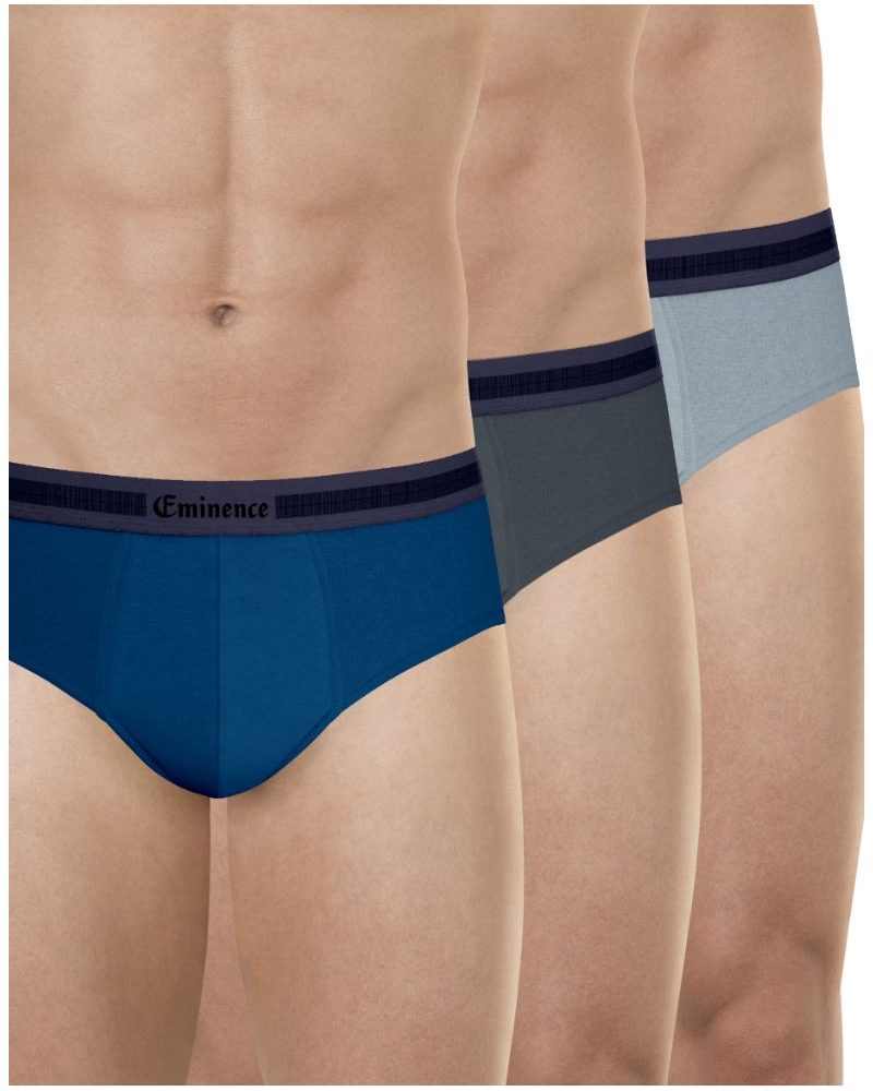 Lot de 3 slips coton stretch Eminence Exception (Bleu canard / Kaki / Amande)
