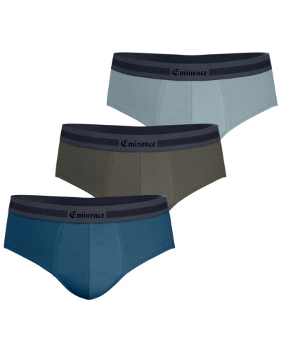 Lot de 3 slips coton stretch Eminence Exception (Bleu canard / Kaki / Amande)