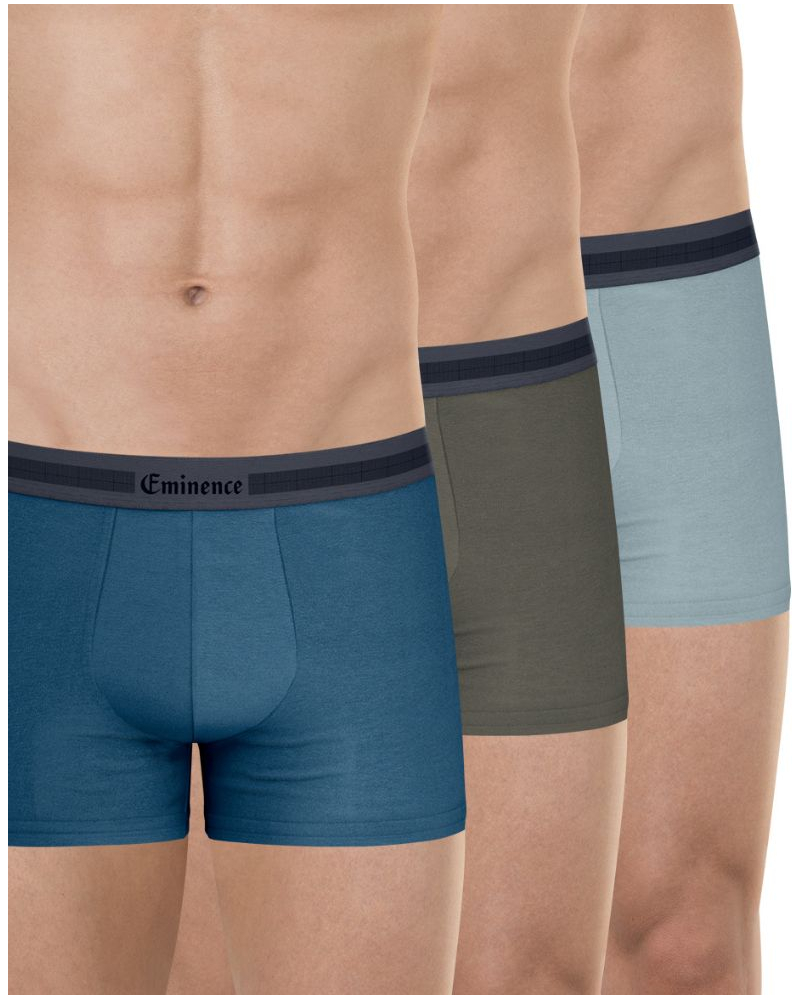 Pack of 3 stretch cotton boxers Eminence Exception (Teal / Khaki / Almond)