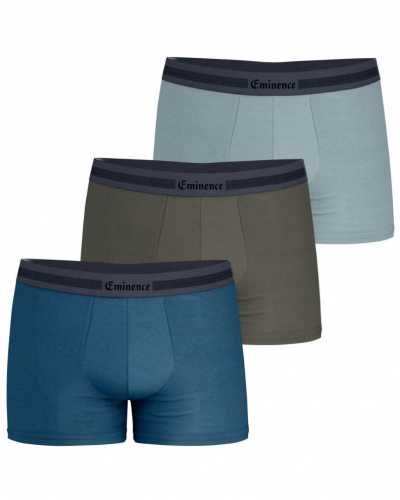 Lot de 3 boxers coton stretch Eminence Exception (Bleu canard / Kaki / Amande)