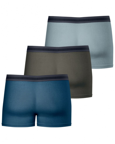 Lot de 3 boxers coton stretch Eminence Exception (Bleu canard / Kaki / Amande)