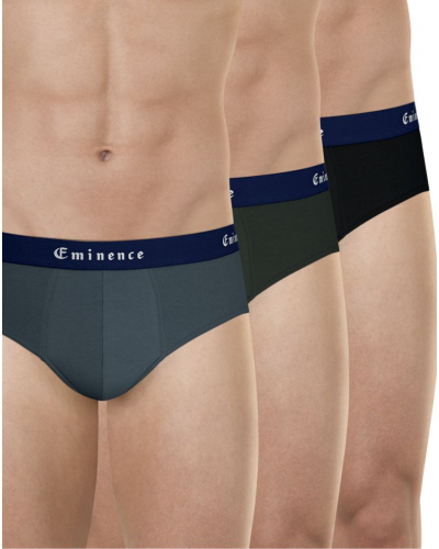 Lot de 3 slips Made in France Eminence (Anthracite / Kaki / Noir)