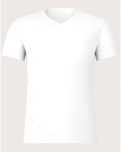 T-shirt col V coton stretch Made In France Eminence (Blanc)