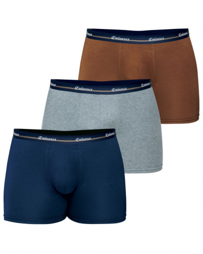 Paquete de 3 boxers de algodón elástico Eminence Tallas Grandes (Marino / Gris jaspeado / Camel)
