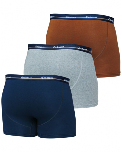 Lot de 3 boxers coton stretch Eminence Grandes Tailles (Marine / Gris chiné / Camel)