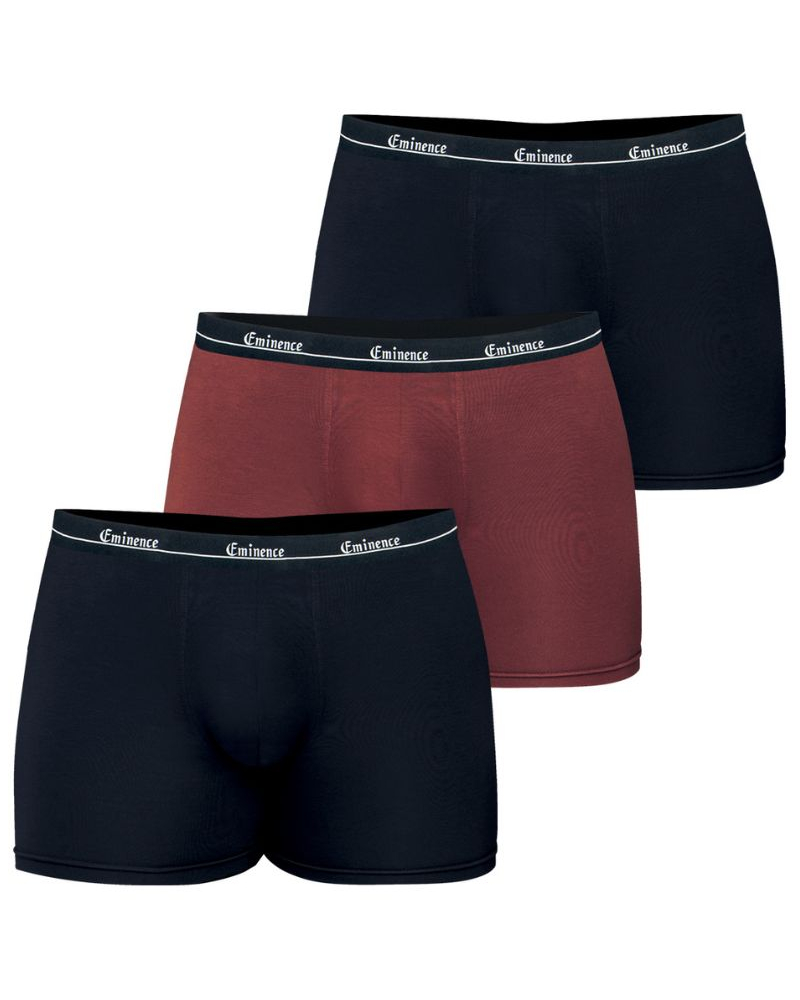 Lot de 3 Boxers coton stretch Eminence Grandes Tailles (Noir / Rouille / Noir)