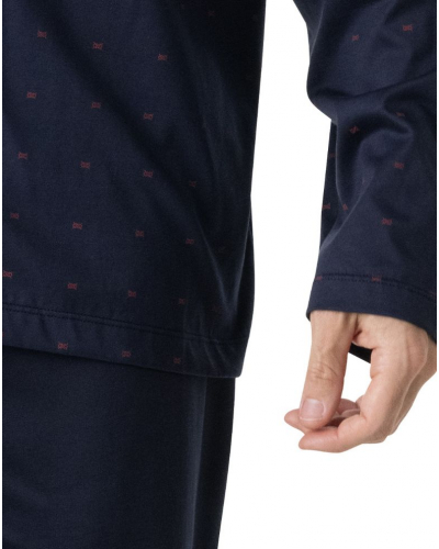 Pyjama long boutonné 100% coton Eminence Mercerisé (Marine)