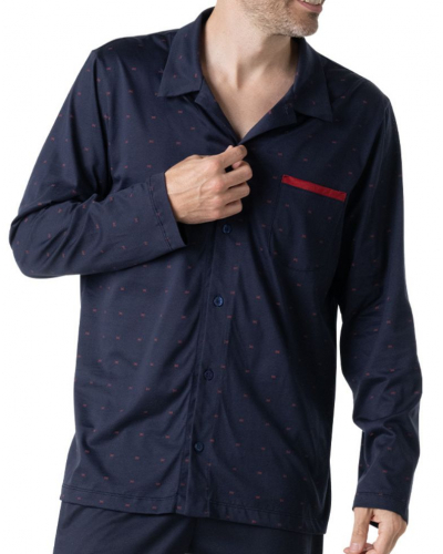 Pyjama long boutonné 100% coton Eminence Mercerisé (Marine)