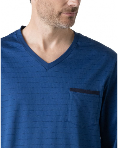 Pyjama Long 100% coton Eminence Mercerisé (Bleu)