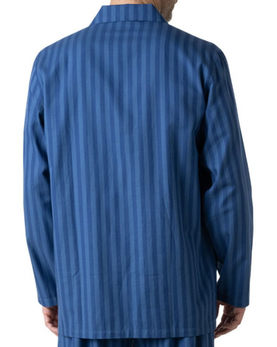 Pijama largo 100% algodón Eminence Popeline (Rayas azules)