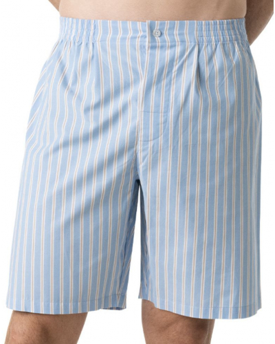 Pijama corto 100% algodón Eminence Popeline (Rayas celeste/camel)